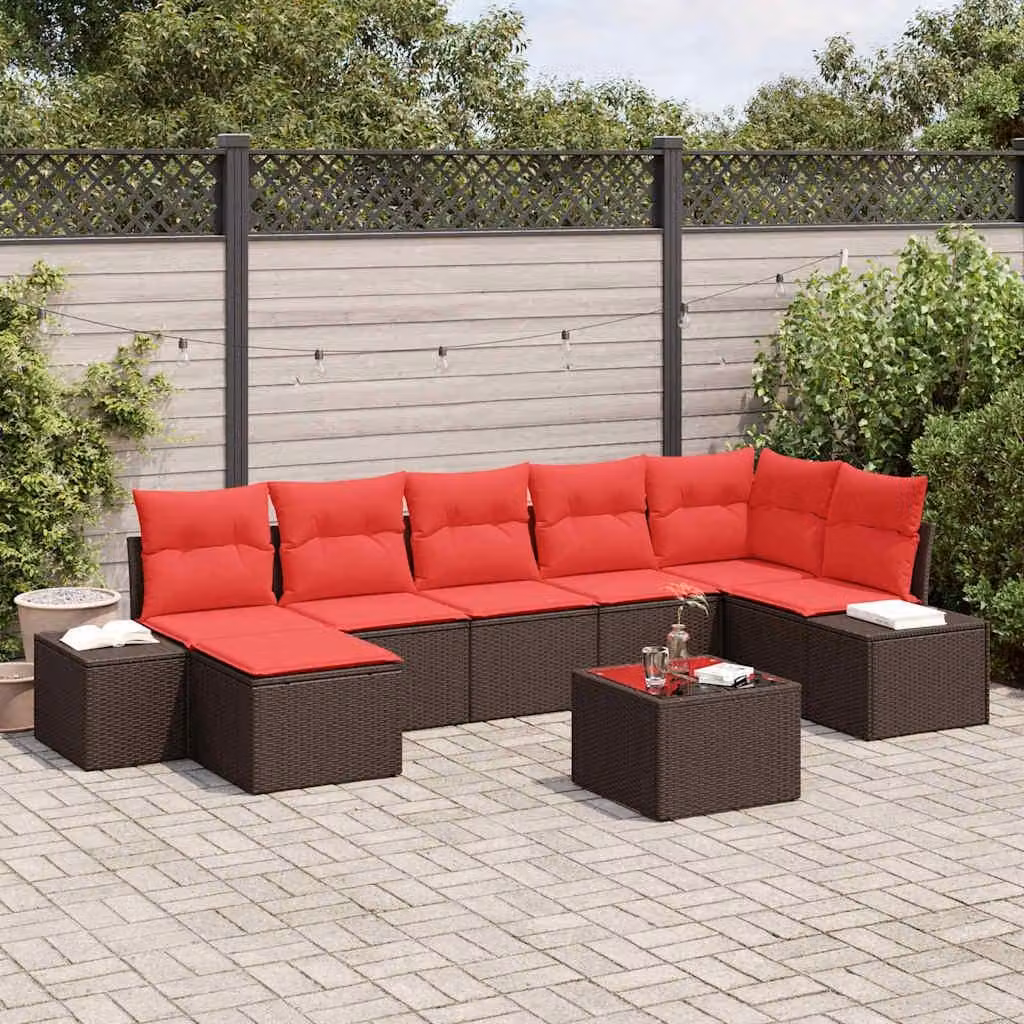 Maison Exclusive - Set da giardino composto da 8 pezzi, divano in rattan sintetico marrone