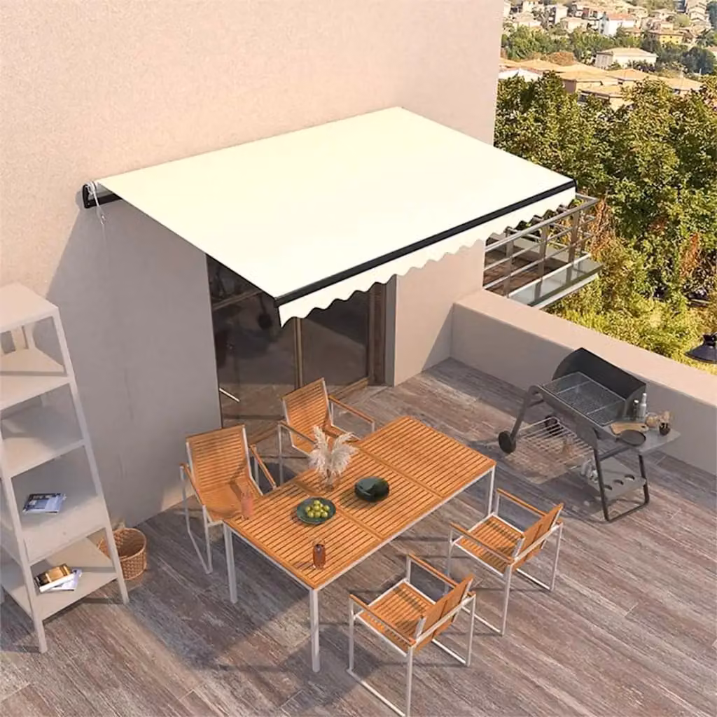 Tenda da Sole Retrattile Automatica con Motore vidaXL in Alluminio e Poliestere, L: 450 cm, P: 350 cm, Colore Beige