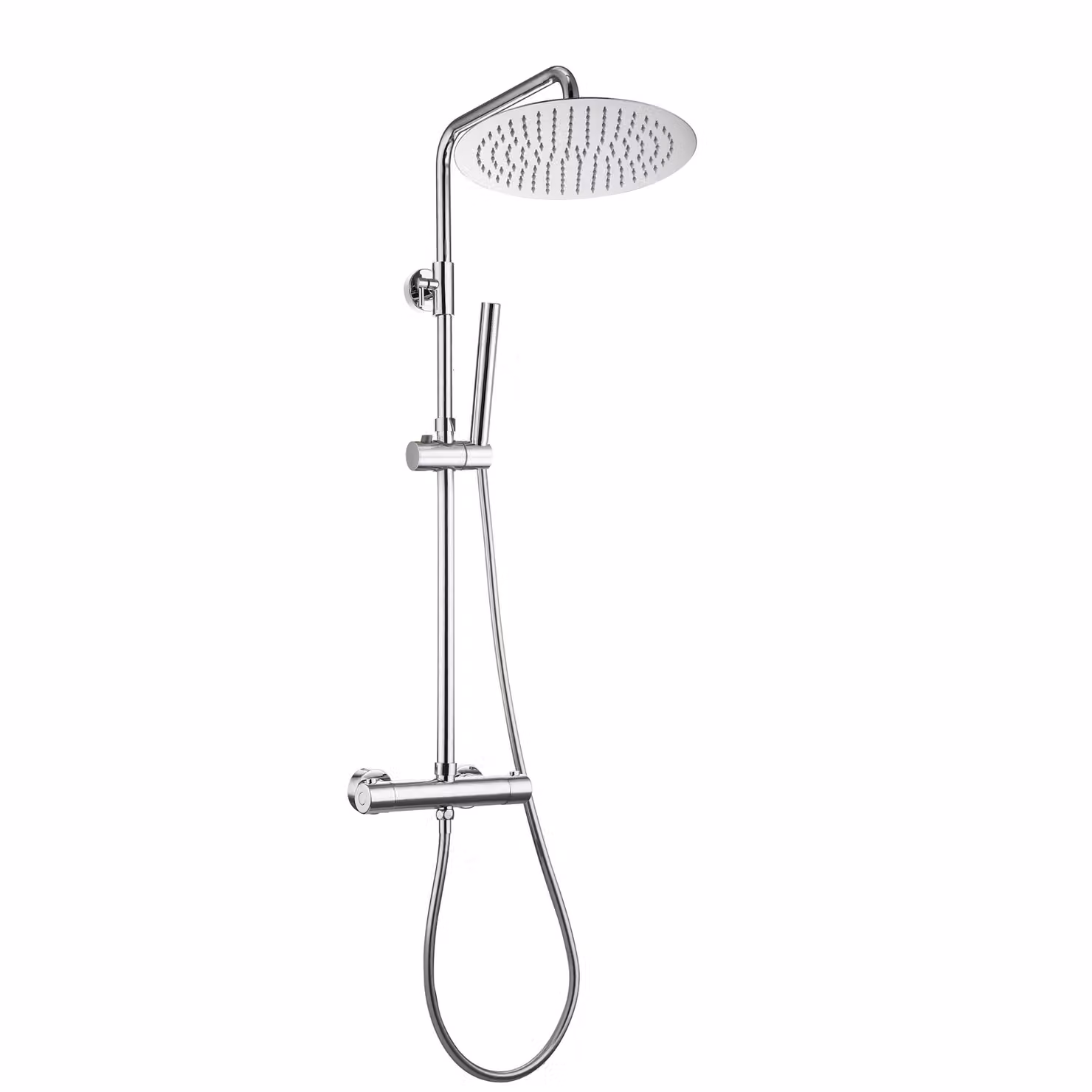 JOHO Colonna Doccia Acciaio Inox con Miscelatore Termostatico Fori Muro Regolabili Cromo Colonna Doccia Asta Doccia Set Doccia a Pioggia D25cm