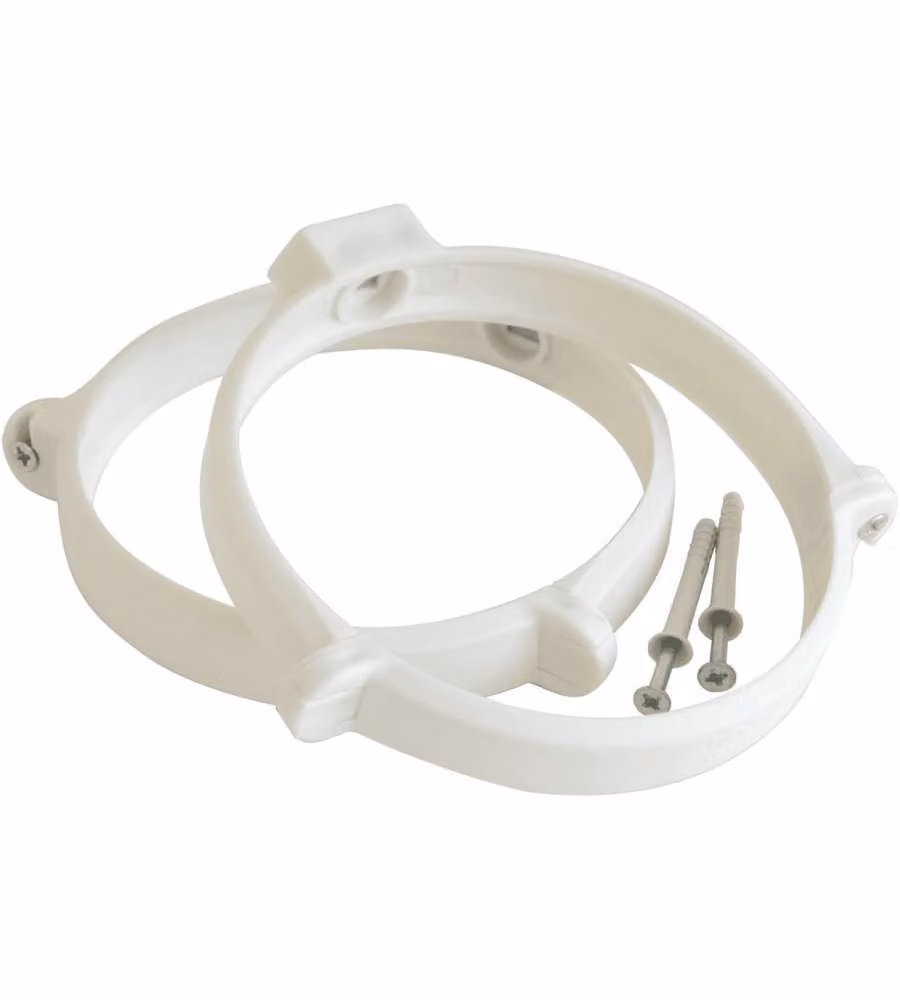 La Ventilazione Staffe Fermatubo 125 mm Bianche con Viti e Tasselli