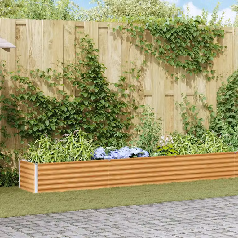 Letto rialzato da giardino vidaXL in acciaio galvanizzato Marrone Chiaro L: 1164 cm, P: 50 cm, H: 36 cm