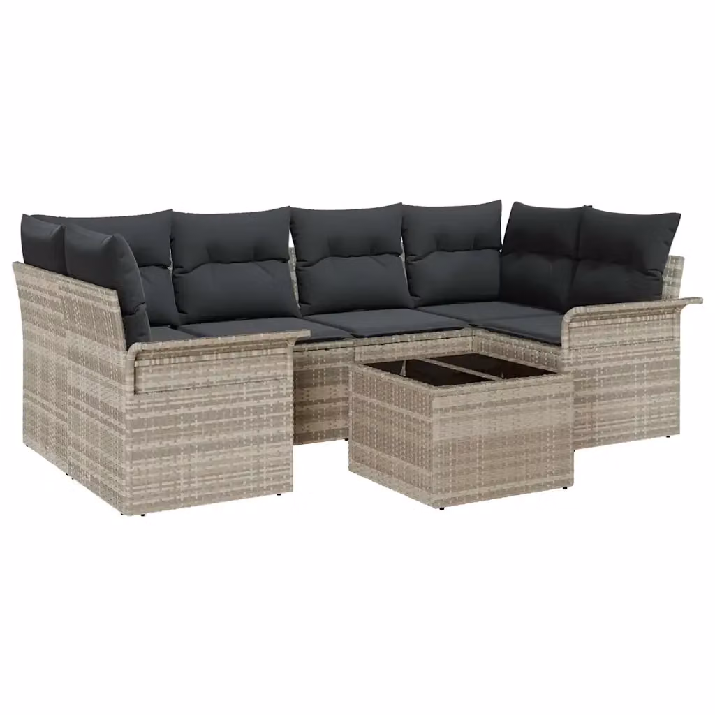 Set Divano da Giardino vidaXL a L composto da 7 pezzi con Tavolino, Grigio, per 6 Persone – 2