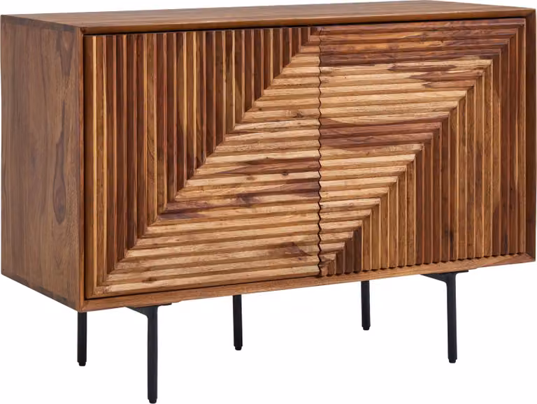 Credenza 100x71x40 cm in legno massiccio di sheesham / credenza in metallo | Wohnling