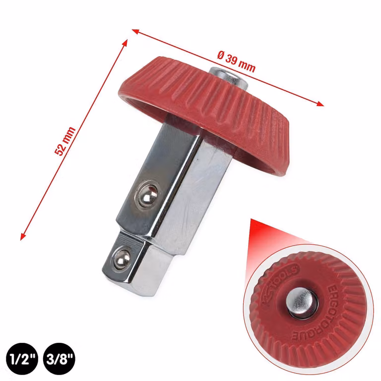 KS TOOLS Manopola con attacco quadro da 1/2"+3/8" - 516.1428