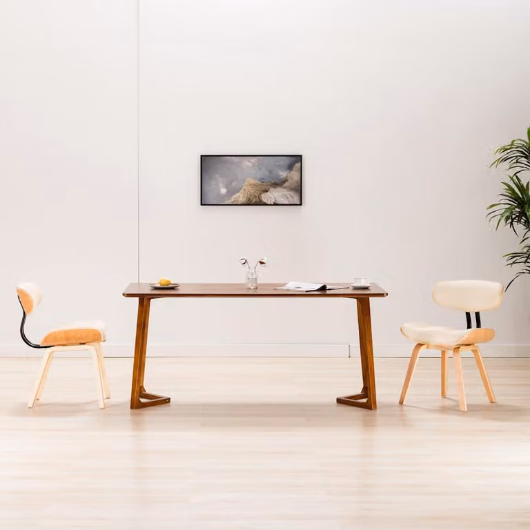 Set di 2 sedie da pranzo vidaXL in legno e similpelle color beige e marrone per cucina e sala da pranzo