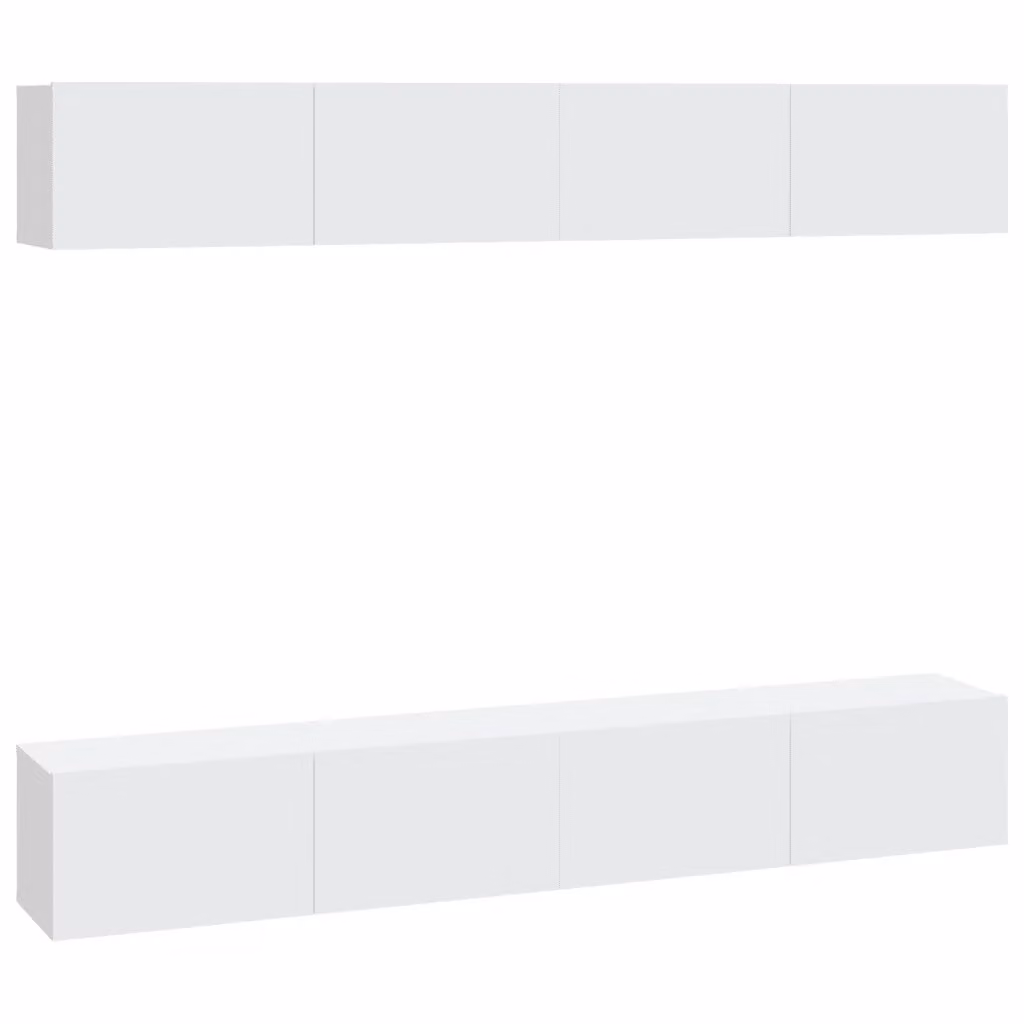 Set di 4 mobili porta TV a parete vidaXL in legno bianco opaco L 100 cm x P 30 cm x H 30 cm – 2