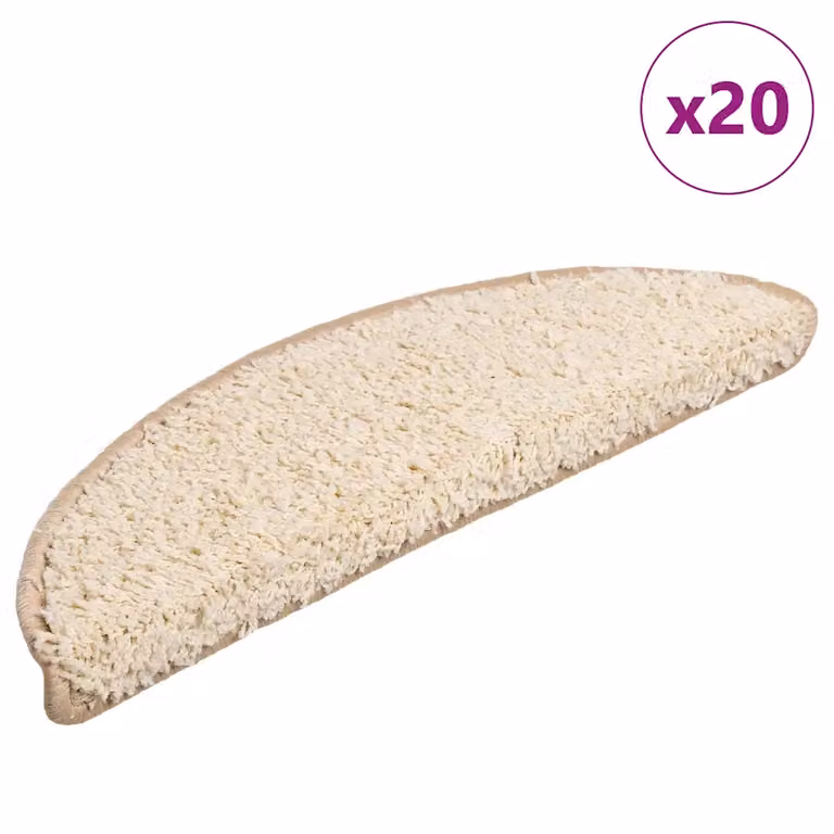 Set di 20 tappetini per scale semicircolari vidaXL, colore beige, L: 56 cm, P: 17 cm, H: 3 cm, antiscivolo e fonoassorbenti