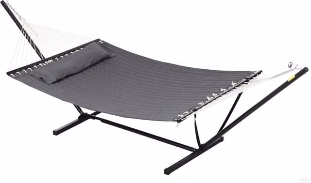Amaca da giardino Minimal con cuscini grigia in cotone e poliestere con struttura in acciaio, L: 368 cm, P: 93 cm, H: 110 cm