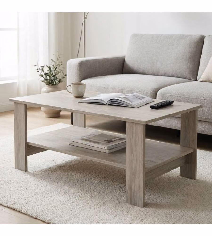 Cosma Tavolino da Salotto Moderno Rettangolare in Legno di Pino Chiaro L: 100 cm, P: 55 cm, H: 41 cm