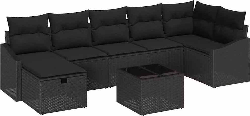 Set di divani con cuscino con archiviazione 8 pcs polyrattan