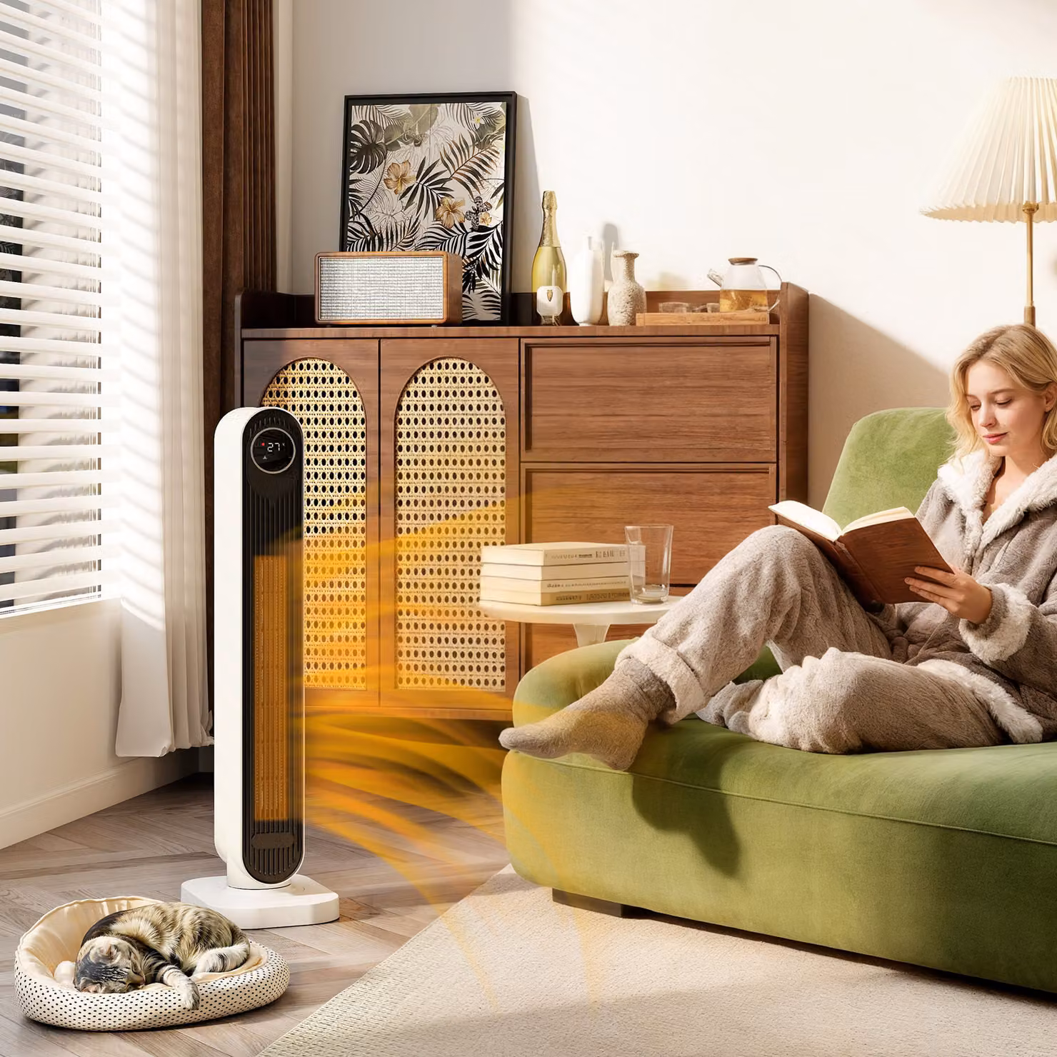 Termoventilatore HOMCOM da 2000W con telecomando, oscillazione e timer, Bianco, L/P/H: 30 x 22 x 82.5 cm – 2