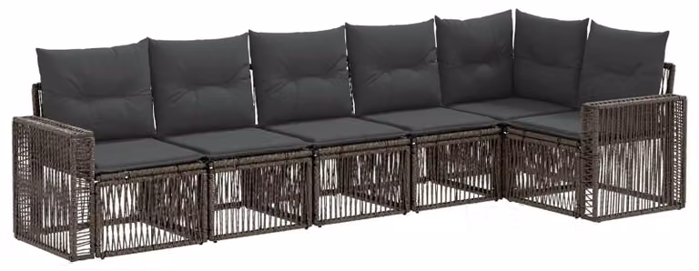 Set di divani da giardino, 6 pezzi, grigio e grigio scuro, in rattan sintetico