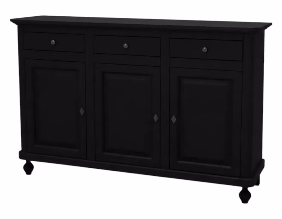 Madia credenza shabby chic in legno con 3 ante Mobili 2G colore nero L: 158 cm, P: 45 cm, H: 98 cm – 2