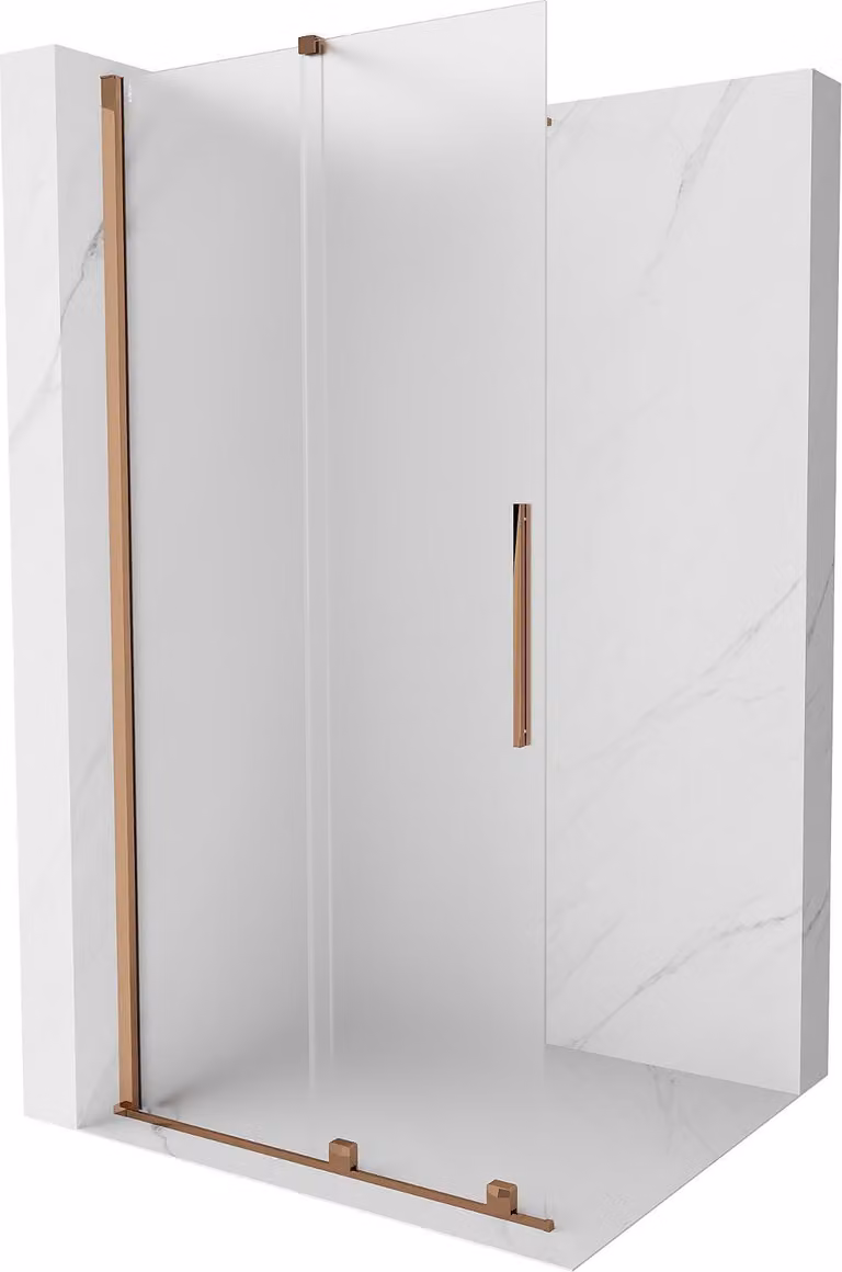 Mexen Velar pannello doccia scorrevole Walk-in 100 x 200 cm, smerigliato 8 mm, oro rosa - 871-100-000-33-60