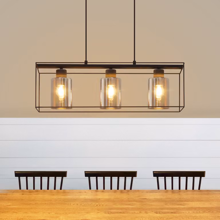 ZMH lampada a sospensione nera 3 fiamme paralume in vetro altezza regolabile presa E27 luci a sospensione vintage luci industriali per soggiorno ristorante bar caffè (senza lampadina)