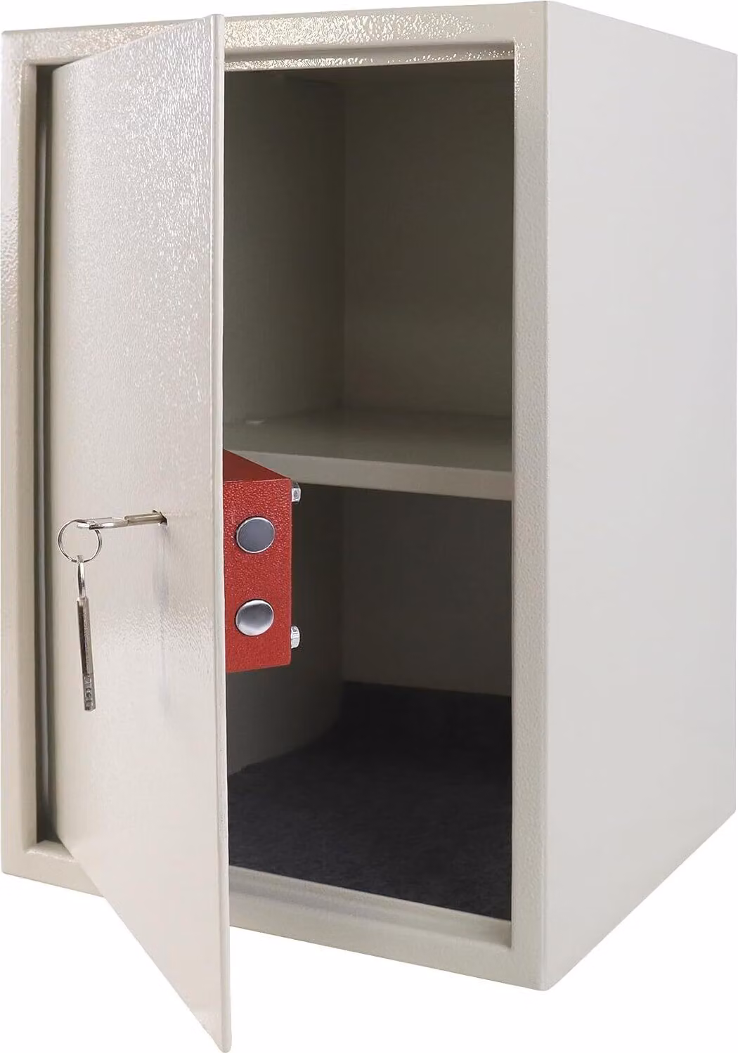 QEENTOE Cassaforte per mobili con doppia serratura a barre, da appendere, porta in acciaio, 2 chiavi, ideale per camper, armadi, uffici, dimensioni XL: 35 x 31 x 50 cm (argento)