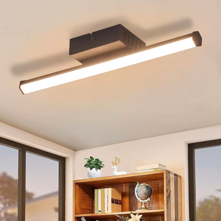 Lampada da soffitto a LED ZMH, ideale per corridoi, colore nero, 6W, luce calda (3000K), adatta per corridoi, cucine e camere da letto, design lineare, illuminazione a soffitto