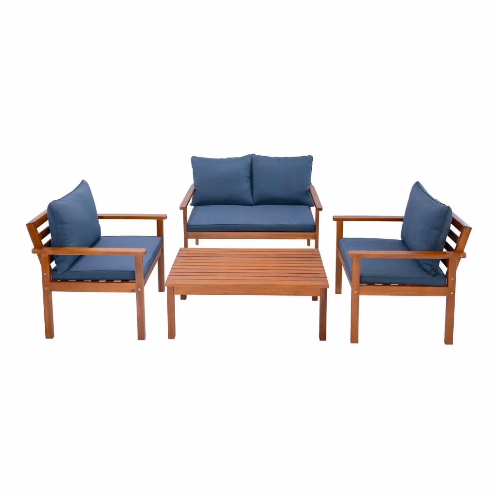 Set di mobili da giardino Outsunny in legno di acacia di 4 pezzi, colore grigio naturale – 2