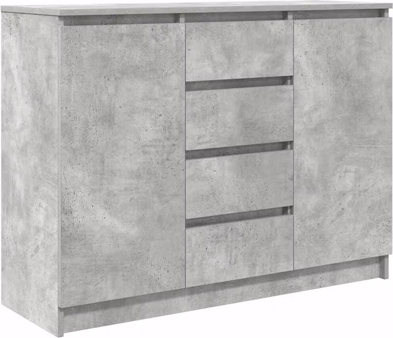 Credenza con Cassetti Grigio Cemento 100,5x35x76 cm Truciolato