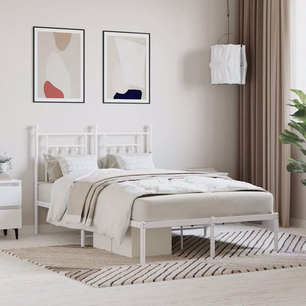 vidaXL Giroletto con Testiera in Metallo Bianco L/P/H: 120 x 200 cm