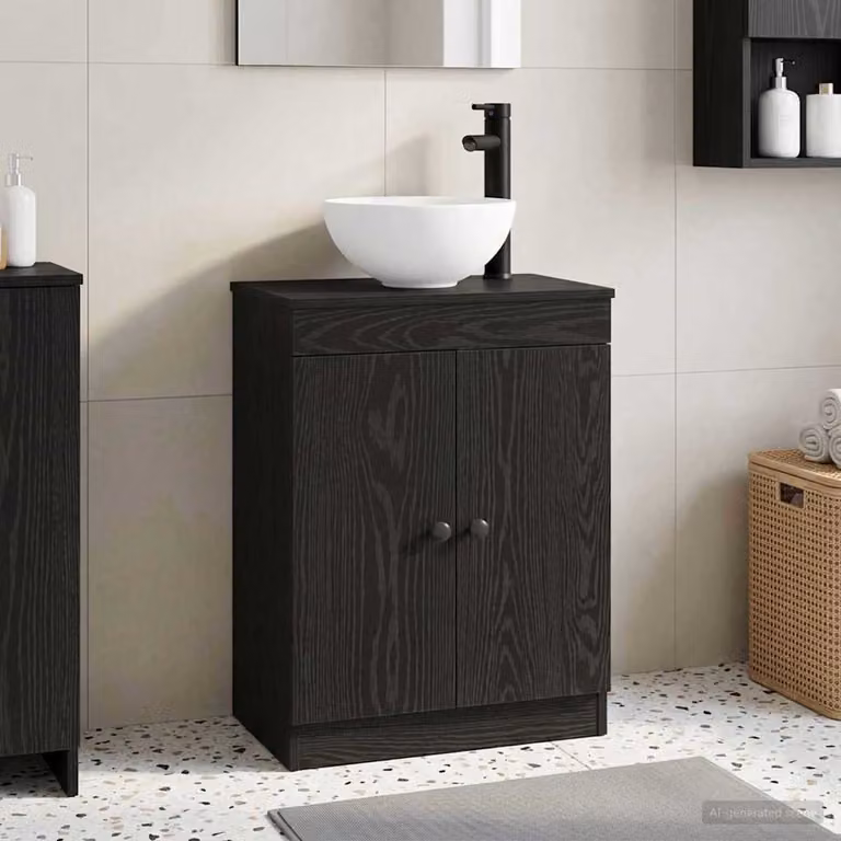 Mobile da bagno con lavabo vidaXL Nero L: 54 cm, P: 35 cm, H: 83 cm