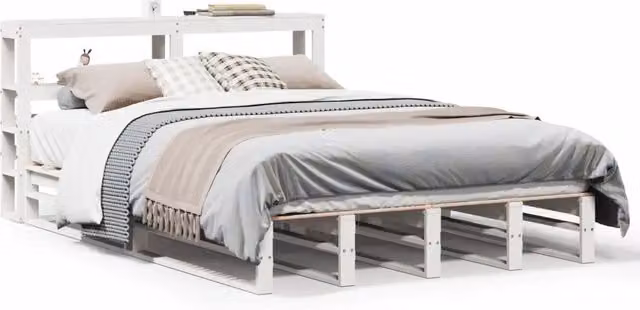 Letto matrimoniale | Letto per adulti | Giroletto con Testiera Bianco 120x190 cm Legno Massello di Pino