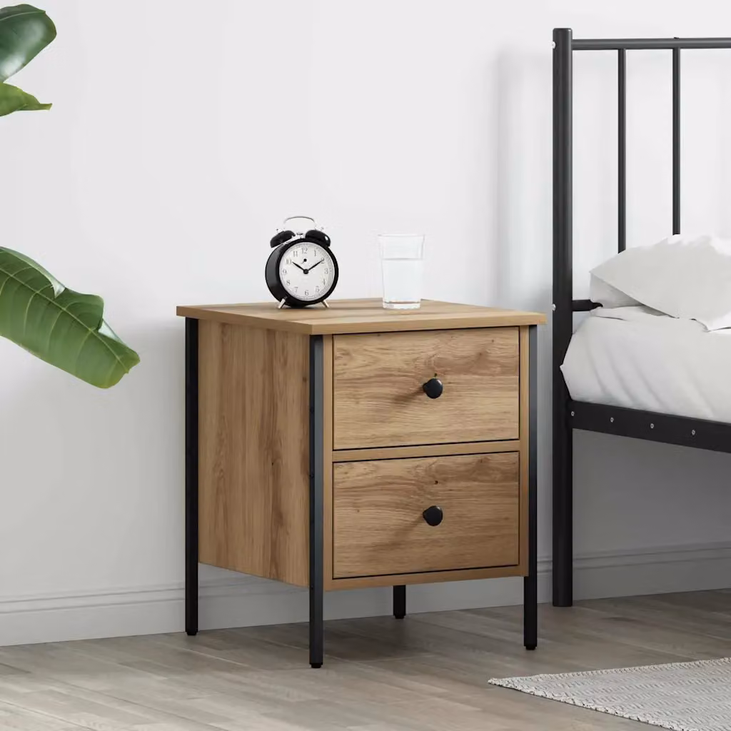 Comodino moderno vidaXL in legno e metallo marrone L: 40 cm, P: 42 cm, H: 50 cm