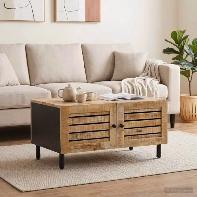 Tavolino da salotto moderno vidaXL in legno di mango marrone L: 80 cm, P: 50 cm, H: 40 cm – 1