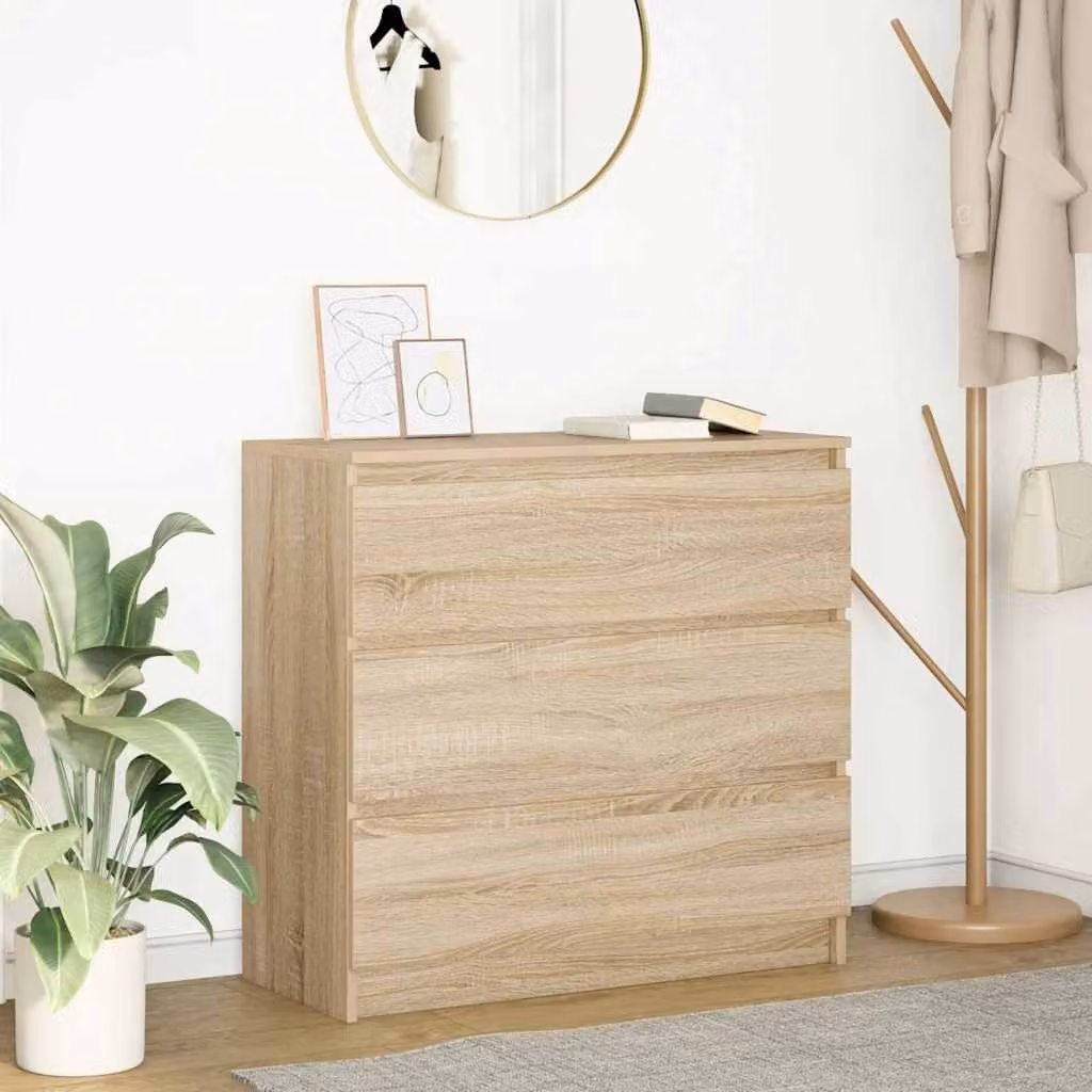 Credenza vidaXL in Rovere Sonoma e Legno Multistrato, Colore Marrone/Beige, L 80 cm x P 35 cm x H 76 cm
