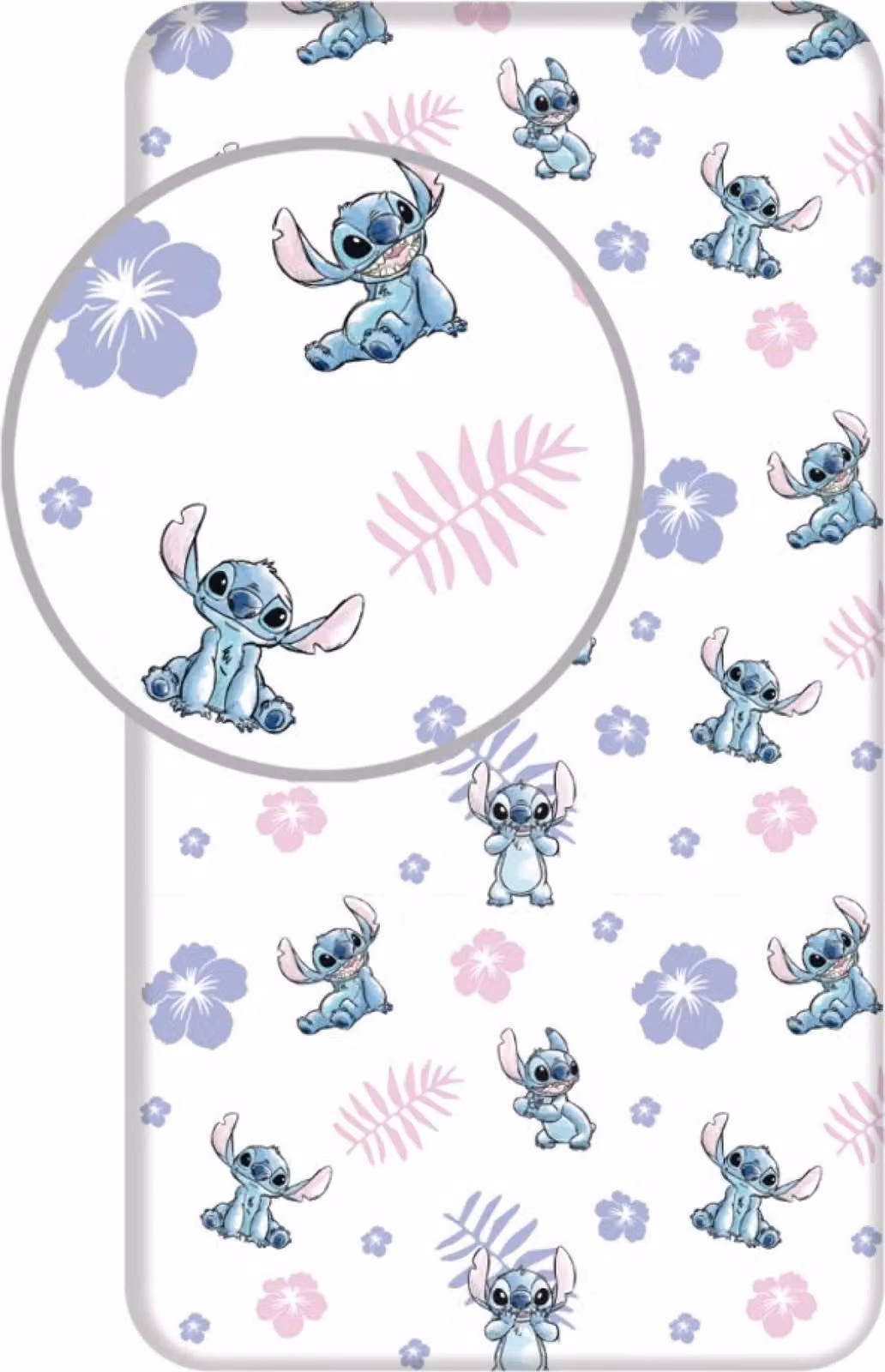 Lenzuolo da letto Disney Stitch 90x200 cm, 100% cotone bianco