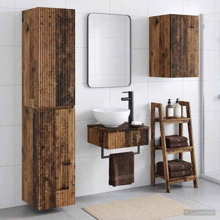 Set di mobili per il bagno vidaXL in legno marrone, 3 pezzi, L/P/H: 33 x 34,5 x 160 cm