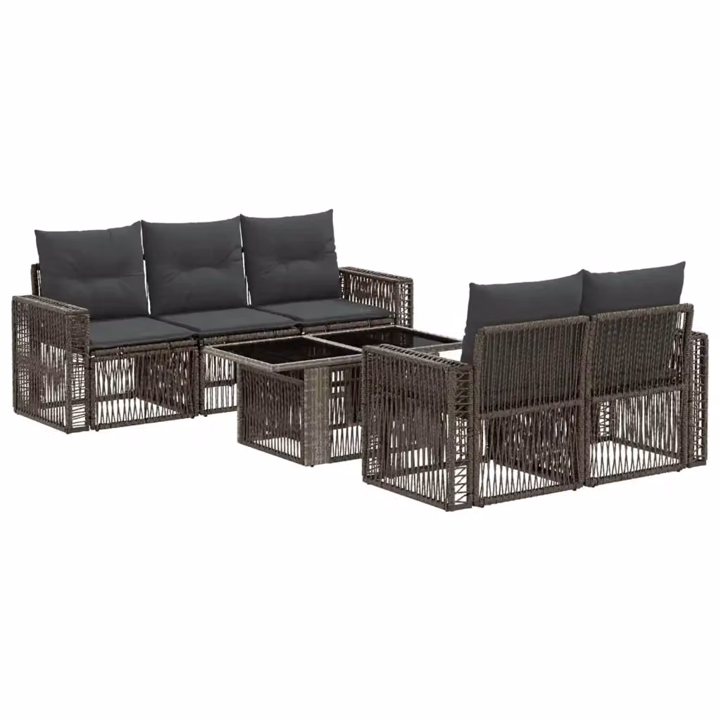 Set Divano da Giardino a L con Tavolino vidaXL in Polyrattan, 6 Pezzi, Grigio e Antracite con Cuscini Inclusi – 2