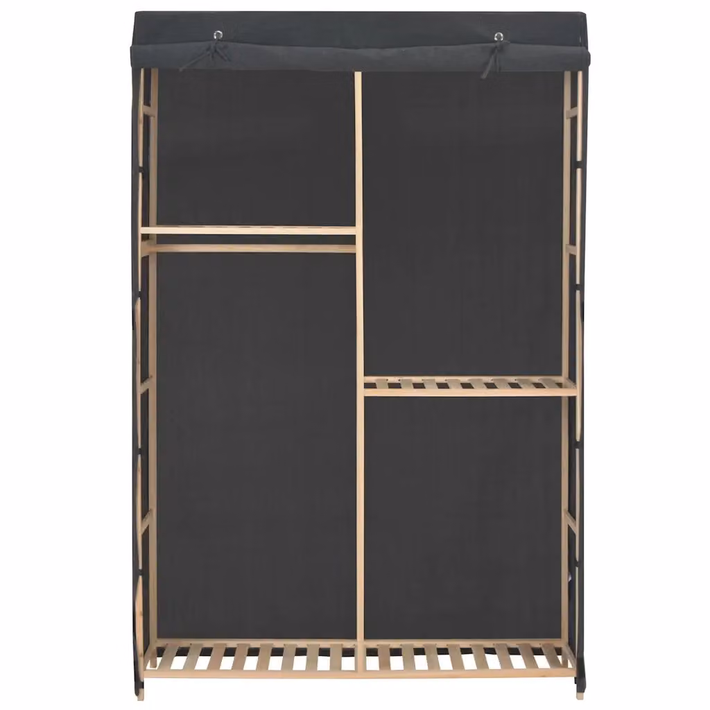 Armadio minimalista con ripiani e appendiabiti in legno di abete e plastica, colore grigio, L: 110 cm, P: 40 cm, H: 170 cm – 2