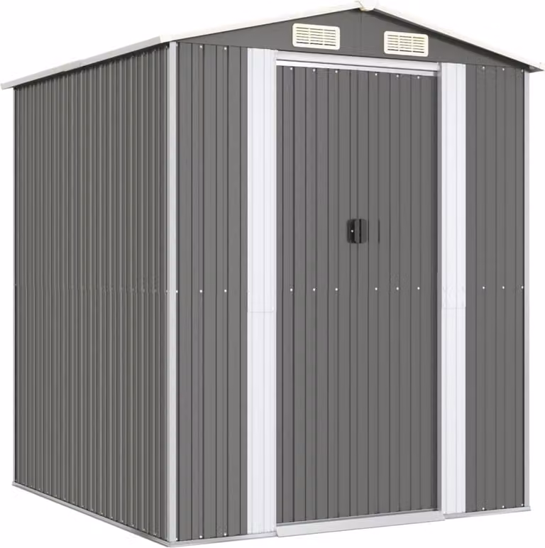 Capanno da Giardino Grigio Chiaro 192x191x223cm Acciaio Zincato