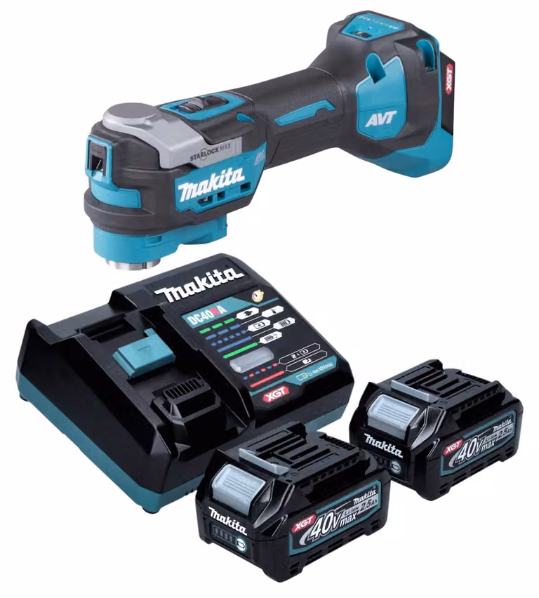 Makita TM 001 GD201 Utensile multifunzione a batteria 40 V max. Starlock Max Brushless + 2x batteria ricaricabile 2,5 Ah + caricabatterie