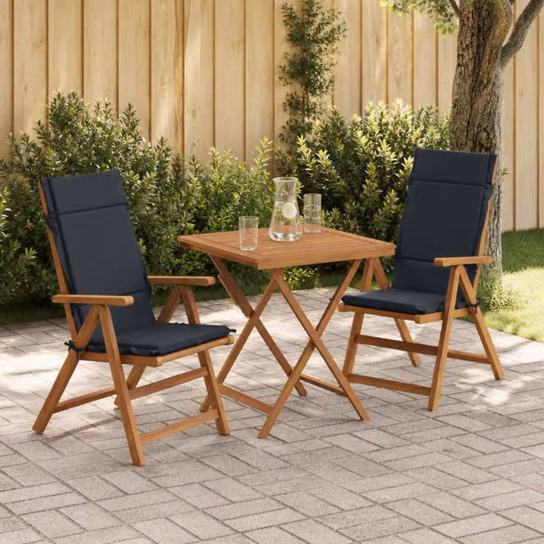 Set di 2 cuscini per sedia alta vidaXL GEMERT in poliestere blu con rivestimento rimovibile e lavabile