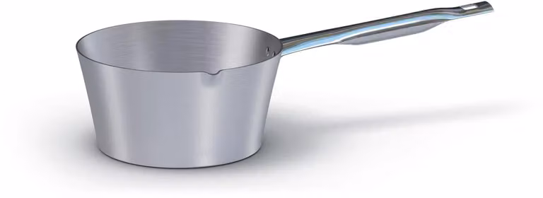 Casseruola conica in alluminio con manico a becco in acciaio inox, spessore 3 mm, diam. 18cm