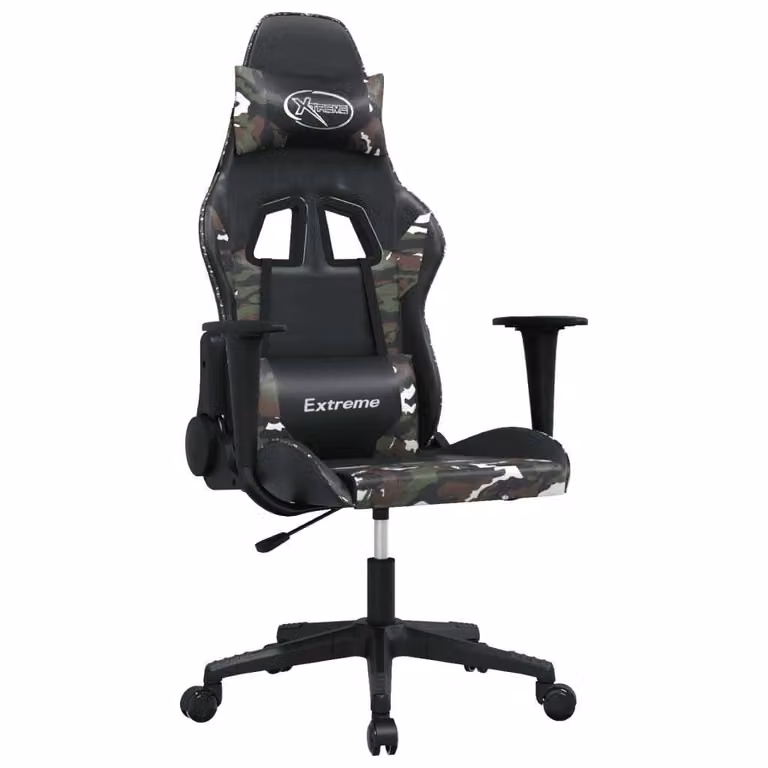 Sedia da Gaming Massaggiante Nero e Mimetico in Pelle finta