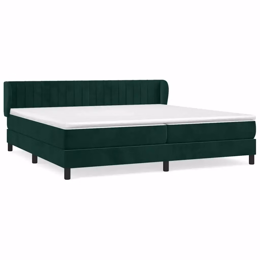 vidaXL Giroletto a Molle con Materasso in Velluto Verde Scuro L/P/H: 200 x 200 x 203 cm – 2