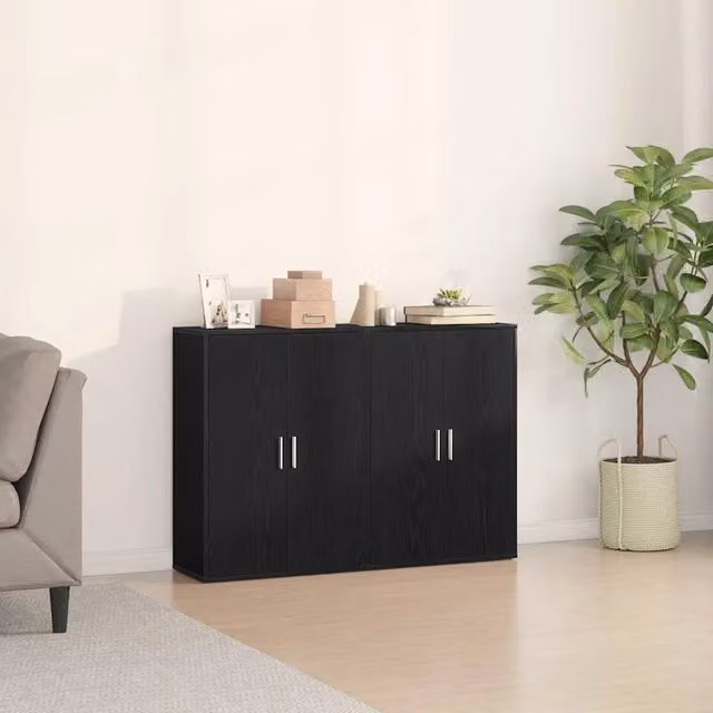 Set di 2 credenze vidaXL in legno MDF nero opaco L/P/H: 60 x 31 x 84 cm – 1