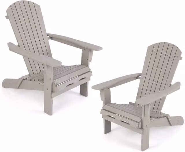 Set di 2 sedie Adirondack pieghevoli 89 x 71 x 94 cm comfort ergonomico finitura resistente in legno di abete grigio 20_0018375
