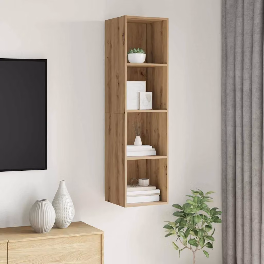 Set mobile TV moderno vidaXL in rovere artigianale, colore marrone, L/P/H: 37 x 37 x 142,5 cm
