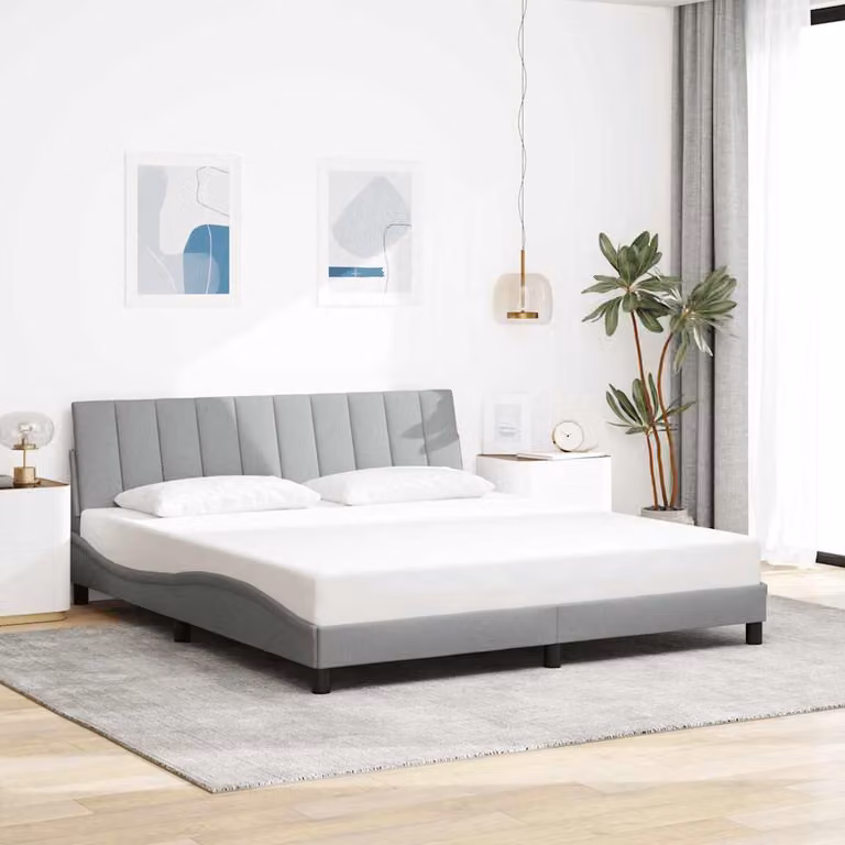 vidaXL Giroletto Hanko Grigio Chiaro con Doghe in Legno 180x200 cm