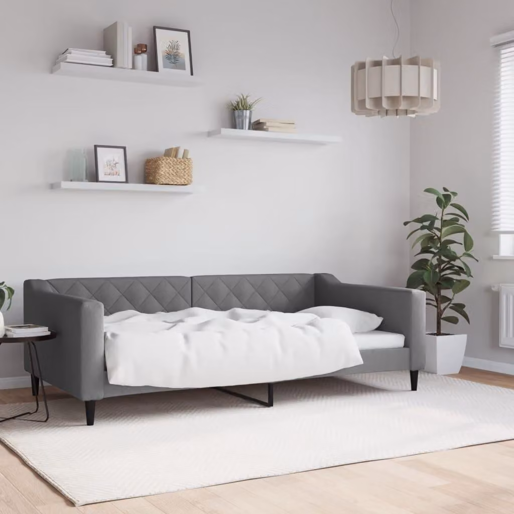 Maison Exclusive - Letto a giorno, colore grigio scuro, 100x190 cm, tessuto