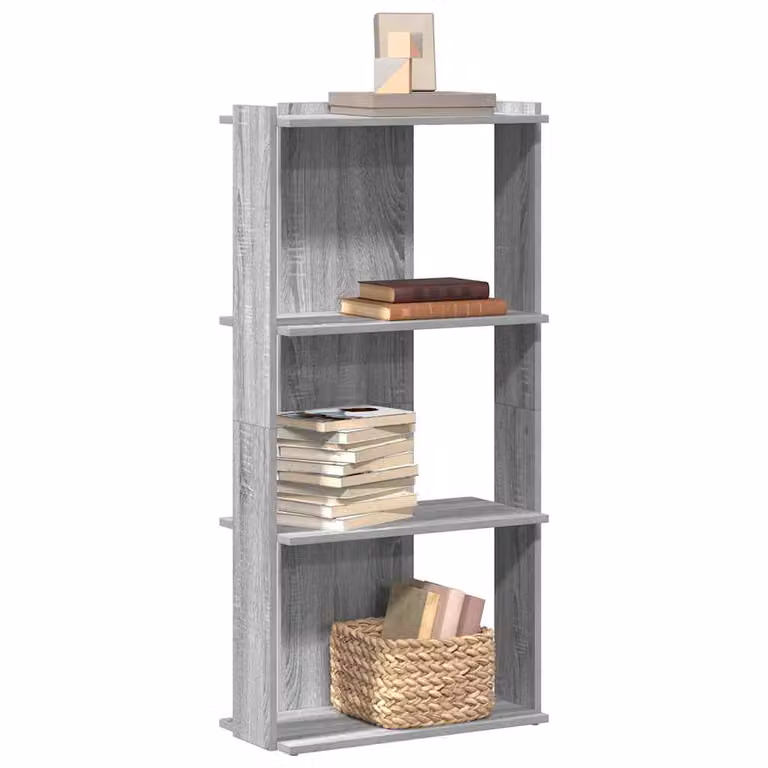 Libreria vidaXL con 3 Ripiani in Legno Multistrato e MDF, Grigio, L 60 cm x P 30 cm x H 120 cm