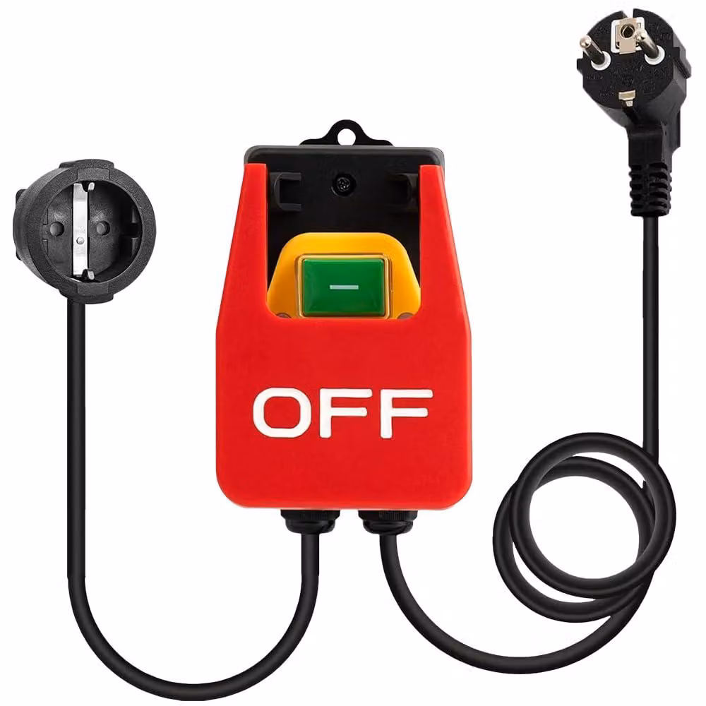 Interruttore unipolare on/off, 250 V, 16 A, interruttore di emergenza con presa di corrente