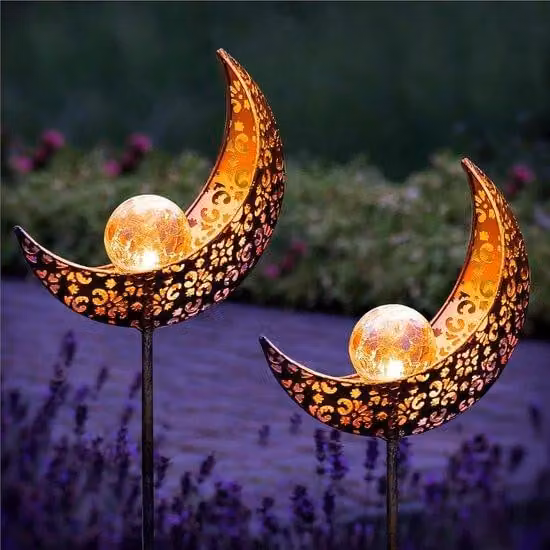 Set completo di 2 lampade solari da giardino - Illuminazione e decorazione da giardino - Faretti solari da giardino alimentati a energia solare