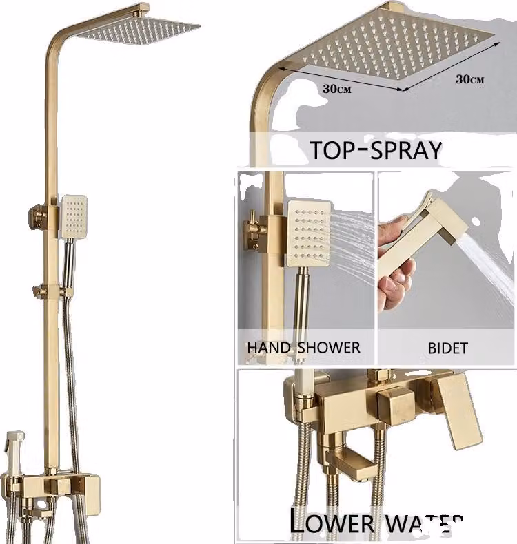 Set di rubinetteria per doccia, a parete, per vasca con acqua piovana