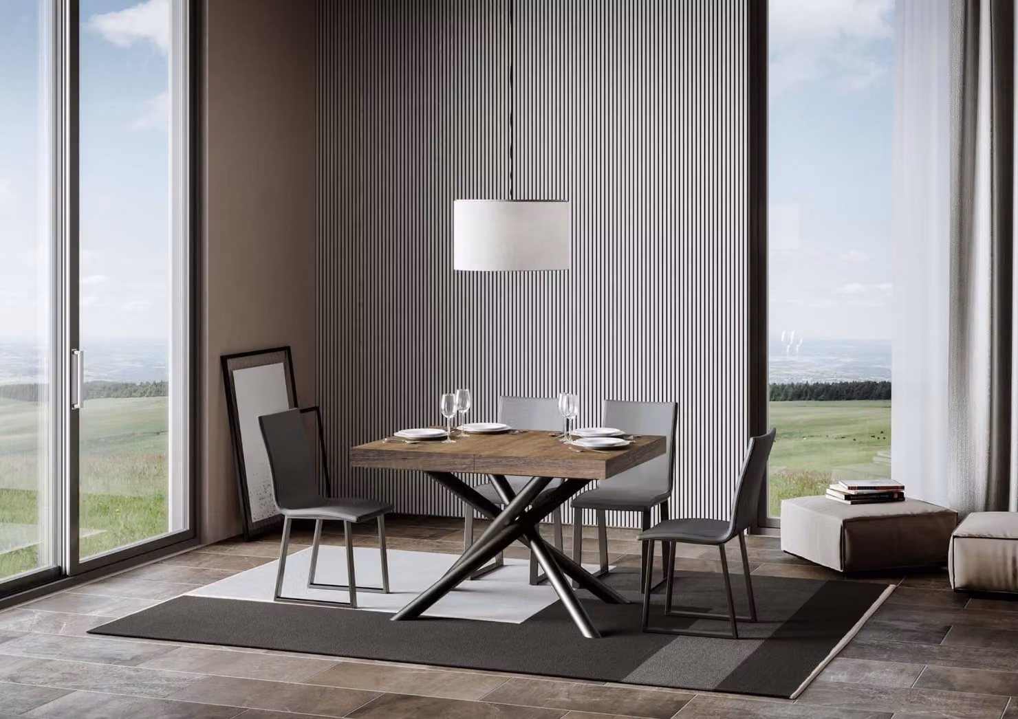 ITAMOBY - Tavolo allungabile 140/244x90 cm Famas noce gambe antracite