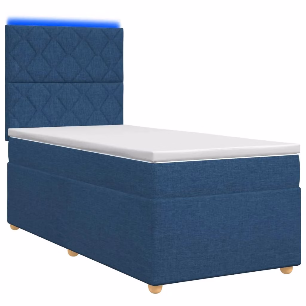 Letto box spring ibrido vidaXL con materasso a molle insacchettate e base contenitore, colore blu e bianco, L/P: 100 x 200 cm – 2